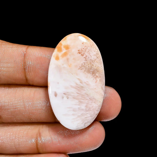 Dazzling Top Grade Quality 100% Natural Pink Scolecite Oval Shape Cabochon Loose Gemstone For Making Jewelry 31.5 Ct. 36X21X6 mm V-2344