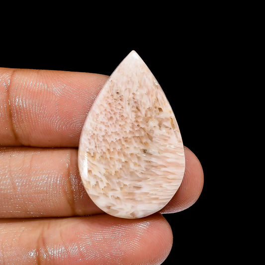 Excellent Top Grade Quality 100% Natural Pink Scolecite Pear Shape Cabochon Loose Gemstone For Making Jewelry 22.5 Ct. 31X20X6 mm V-2345