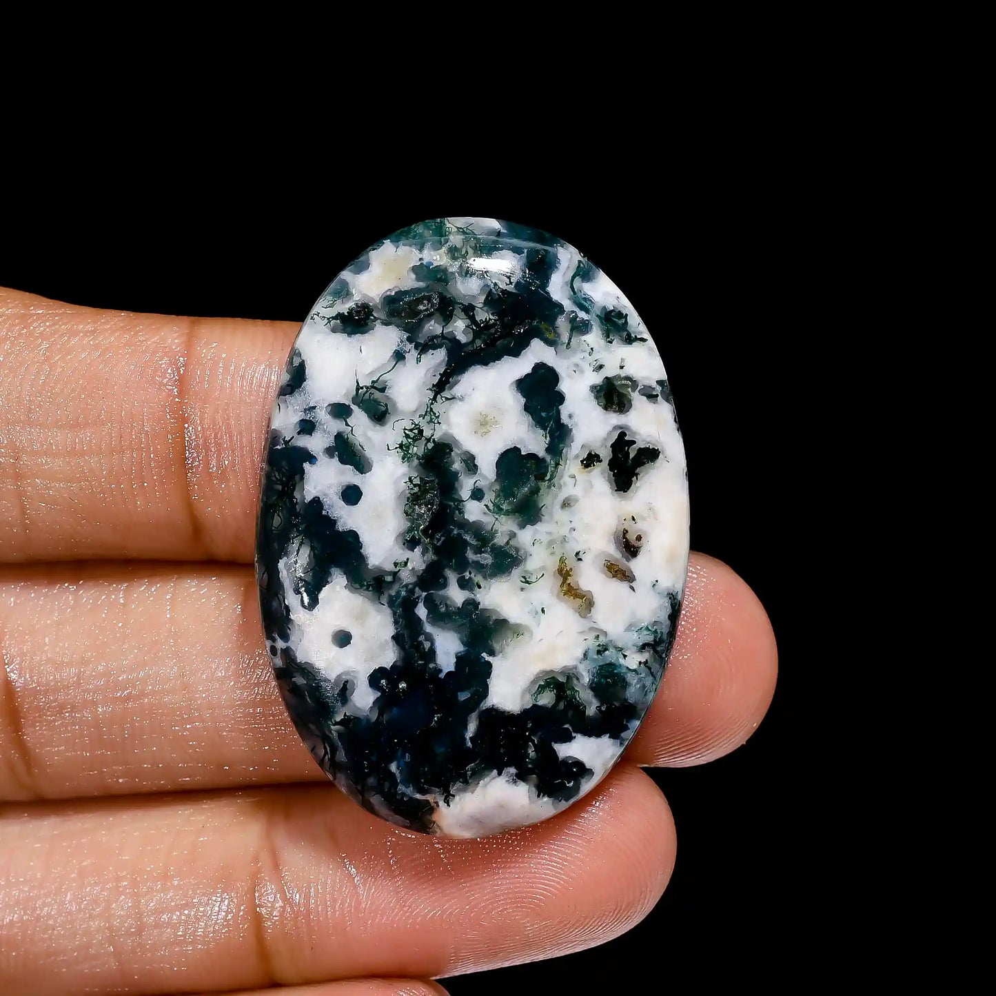 Excellent Top Grade Quality 100% Natural Tree Agate Oval Shape Cabochon Loose Gemstone For Making Jewelry 51 Ct. 37X26X5 mm V-2357