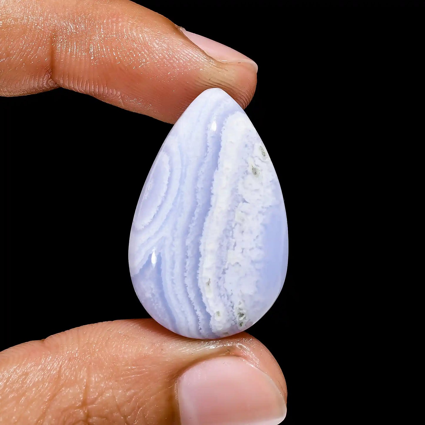 Superb Top Grade Quality 100% Natural Blue Lace Agate Pear Shape Cabochon Loose Gemstone For Making Jewelry 29.5 Ct. 30X19X7 mm V-2369