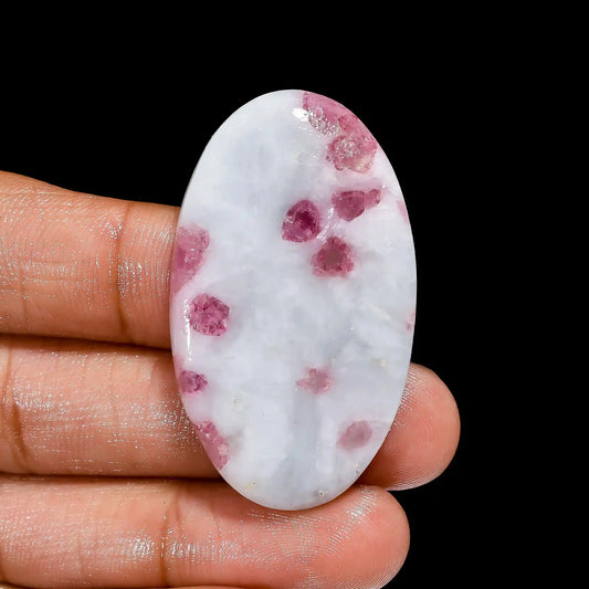 Tempting Top Grade Quality 100% Natural Pink Tourmaline Quartz Oval Shape Cabochon Loose Gemstone For Making Jewelry 58 Ct. 43X25X6 mm V-2372