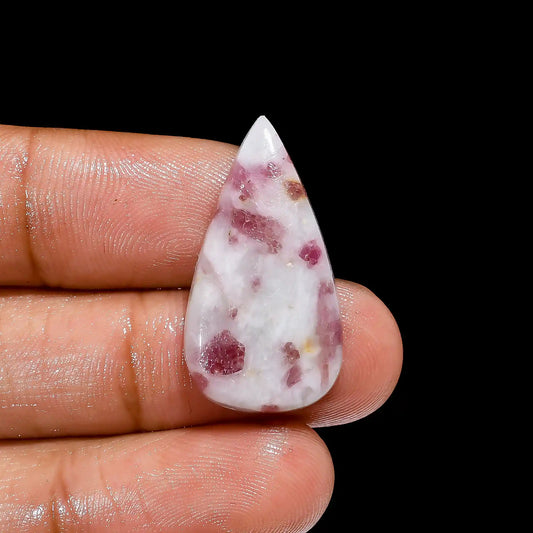 Wonderful Top Grade Quality 100% Natural Pink Tourmaline Quartz Pear Shape Cabochon Loose Gemstone For Making Jewelry 15.5 Ct. 27X15X5 mm V-2375