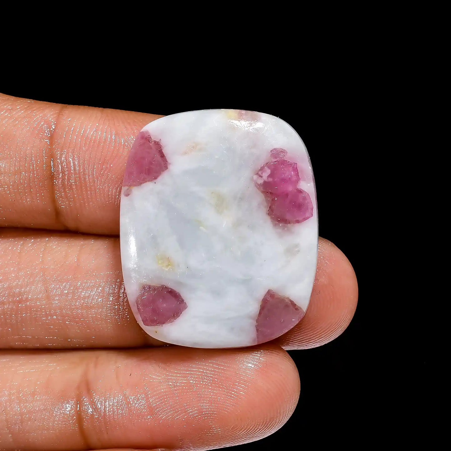 Dazzling Top Grade Quality 100% Natural Pink Tourmaline Quartz Radiant Shape Cabochon Loose Gemstone For Making Jewelry 34 Ct. 28X23X5 mm V-2381