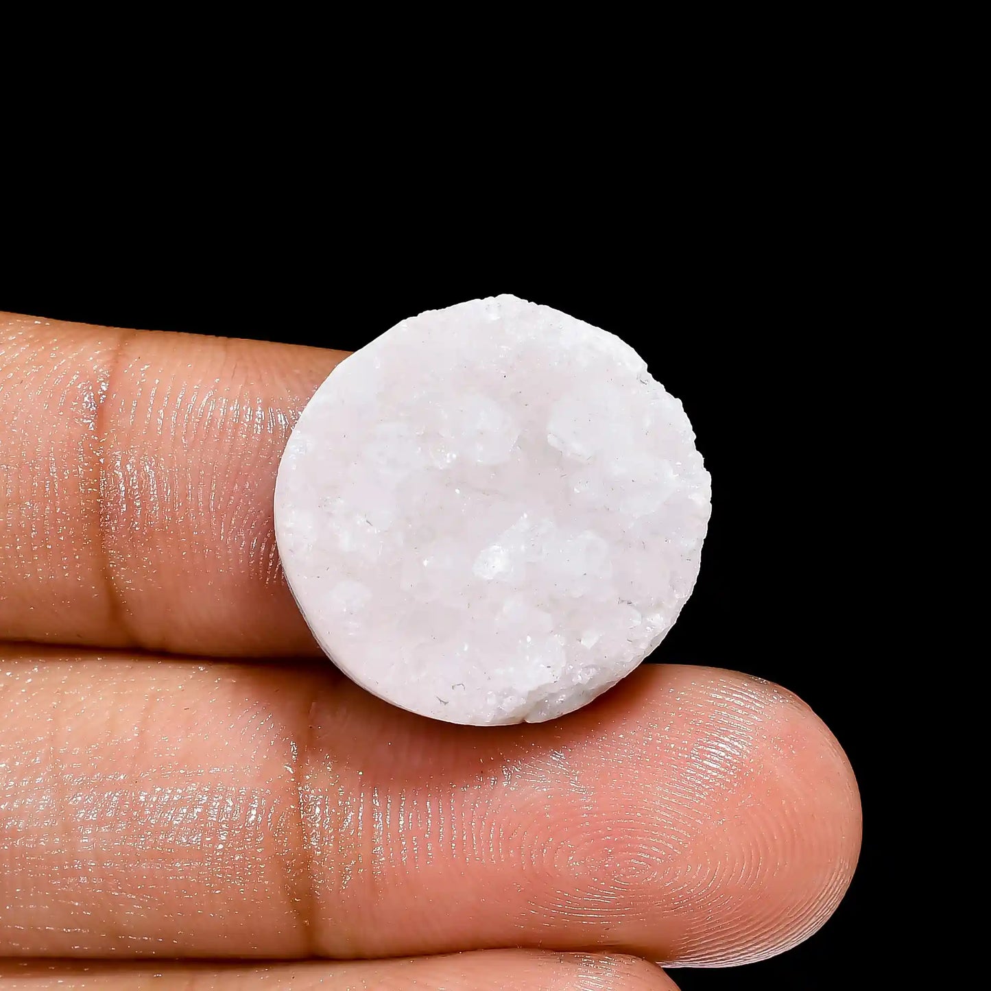 Supreme Top Grade Quality Sugar  Druzy Round Shape Cabochon Loose Gemstone For Making Jewelry 23.5 Ct. 19X19X7 mm V-2418