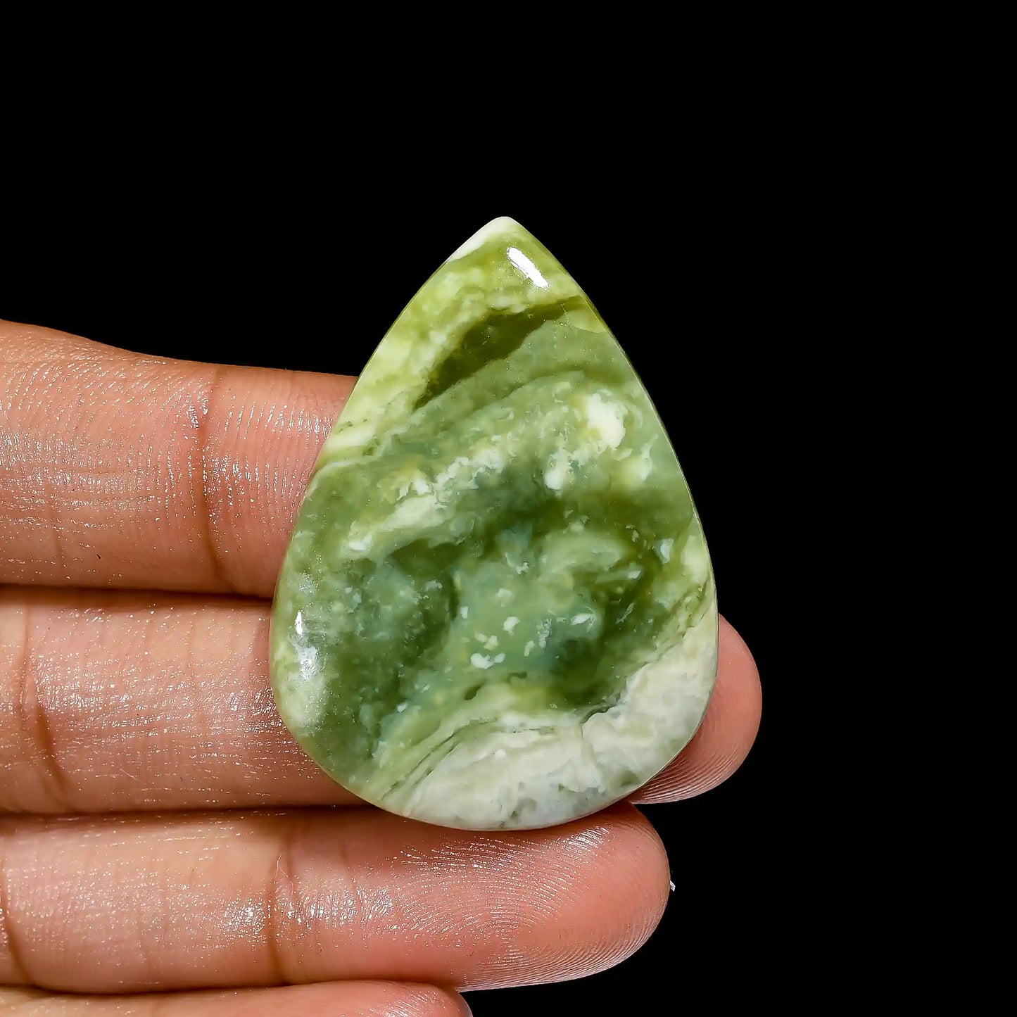 Terrific Top Grade Quality 100% Natural Serpentine Pear Shape Cabochon Loose Gemstone For Making Jewelry 51 Ct. 39X29X6 mm V-2420