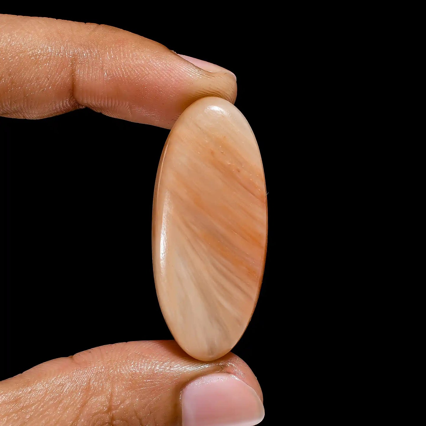 Incredible Top Grade Quality 100% Natural Peach Scolecite Oval Shape Cabochon Loose Gemstone For Making Jewelry 40 Ct. 40X17X6 mm V-2461