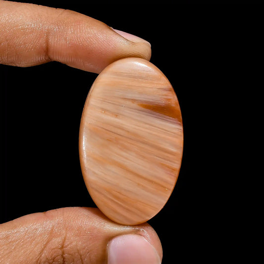 Mind Blowing Top Grade Quality 100% Natural Peach Scolecite Oval Shape Cabochon Loose Gemstone For Making Jewelry 51.5 Ct. 40X25X5 mm V-2463