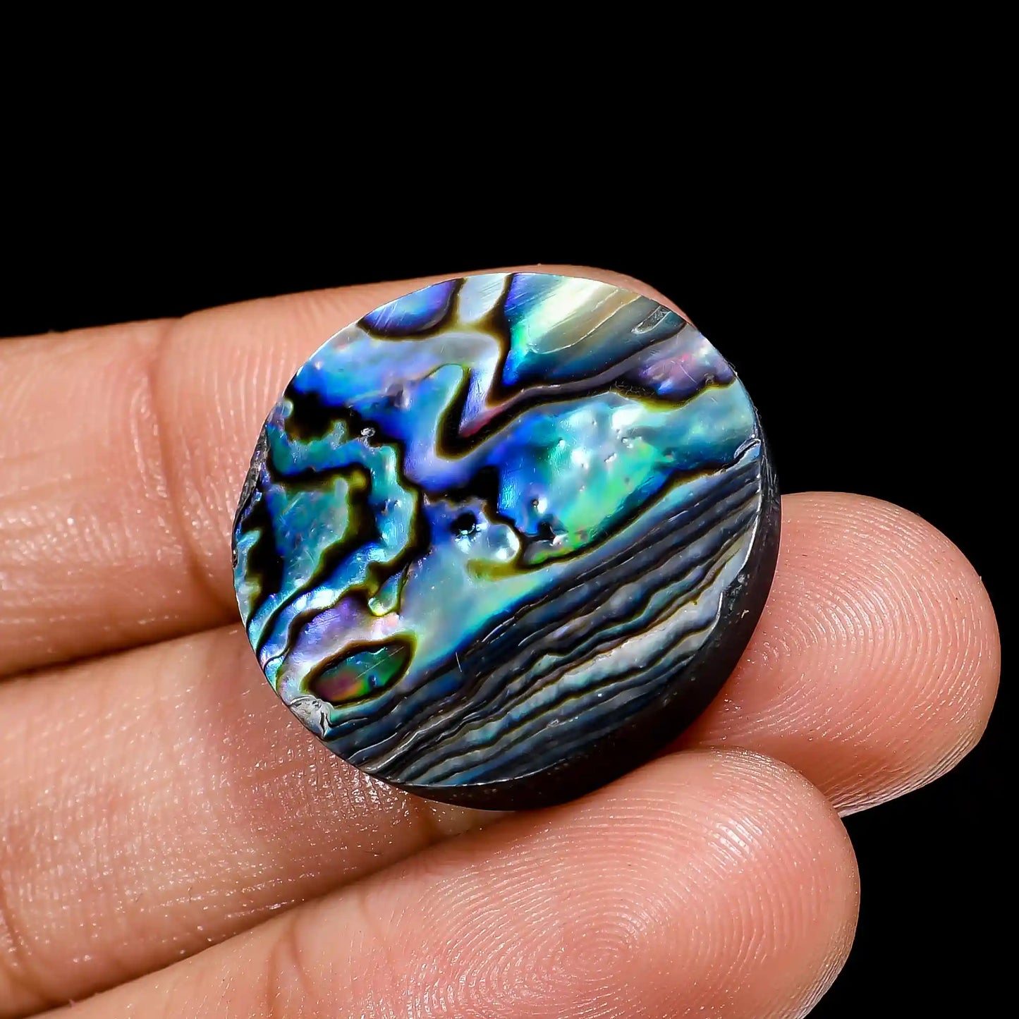 Superb Top Grade Quality 100% Natural Abalone Shell Round Shape Cabochon Loose Gemstone For Making Jewelry 28 Ct. 23X23X6 mm V-2466