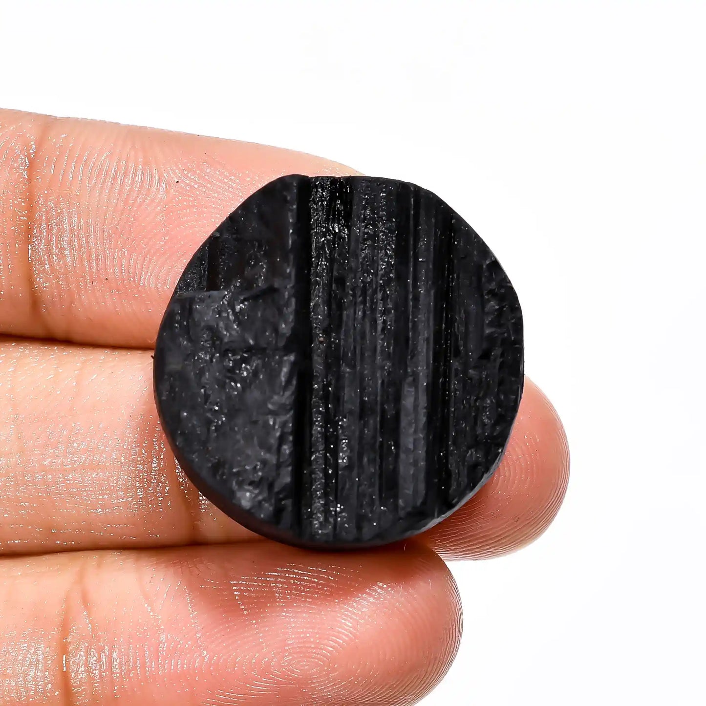 Splendid Top Grade Quality 100% Natural Black Tourmaline Druzy Round Shape Cabochon Loose Gemstone For Making Jewelry 56 Ct 24X24X9 mm V-2539