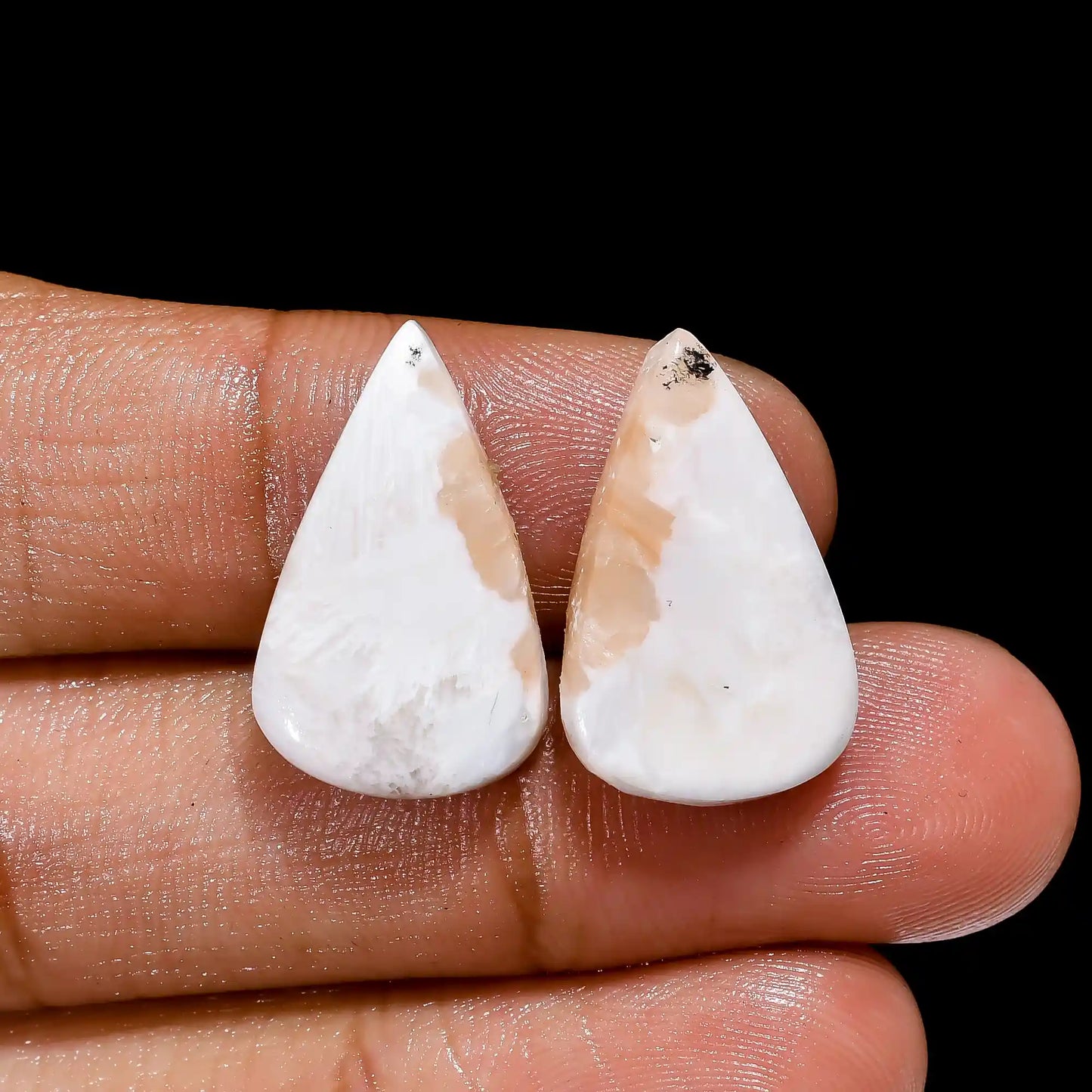 Wonderful Top Grade Quality 100% Natural Pink Scolecite Pear Shape Cabochon Loose Gemstone Pair For Making Earrings 13 Ct. 20X12X4 mm V-2572