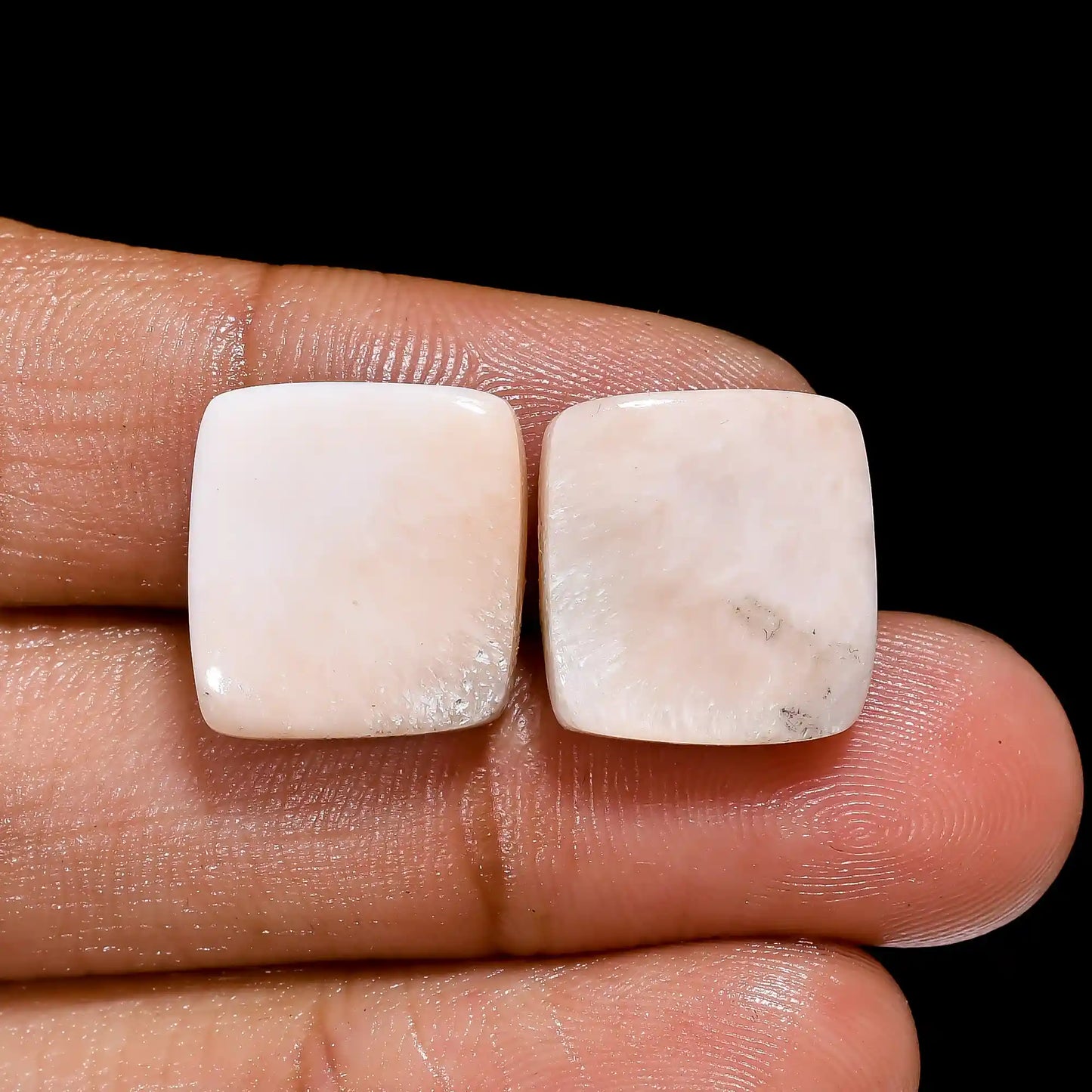 Excellent Top Grade Quality 100% Natural Pink Scolecite Cushion Shape Cabochon Loose Gemstone Pair For Making Earrings 15 Ct 14X13X4 mm V2581