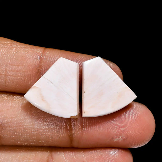 Exclusive Top Grade Quality 100% Natural Pink Scolecite Fancy Shape Cabochon Loose Gemstone Pair For Making Earrings 15.5 Ct 17X16X4 mm V2582