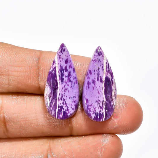 Wonderful Top Grade Quality 100% Natural Charoite Pear Shape Cabochon Loose Gemstone Pair For Making Earrings 19 Ct. 25X11X4 mm V-2648