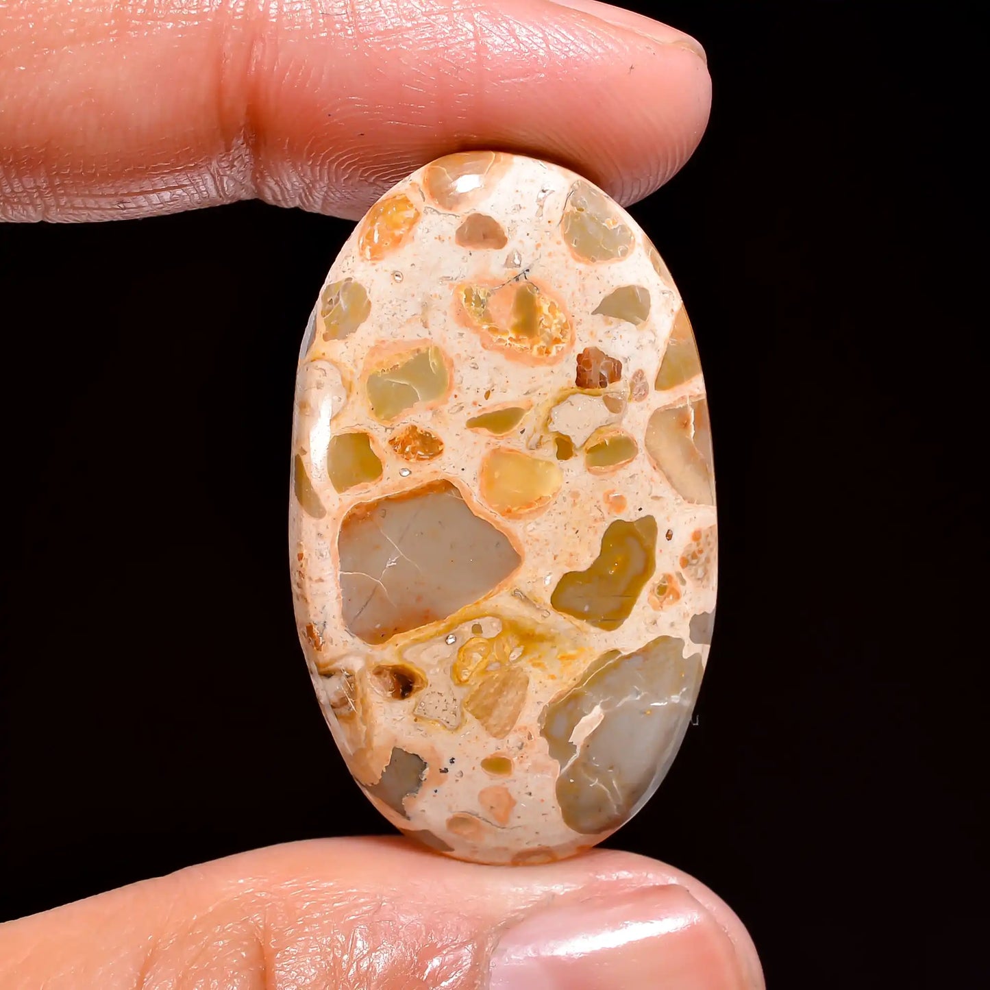 Immaculate Top Grade Quality 100% Natural Leopardite Jasper Oval Shape Cabochon Loose Gemstone For Making Jewelry 29.5 Ct. 35X21X6 mm V-289