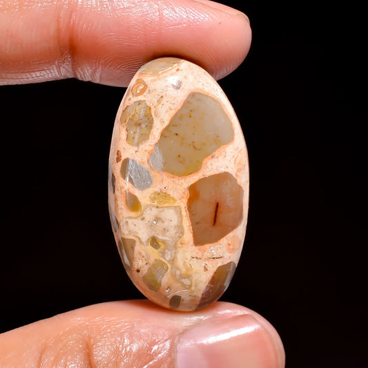 Outstanding Top Grade Quality 100% Natural Leopardite Jasper Oval Shape Cabochon Loose Gemstone For Making Jewelry 27 Ct. 32X18X7 mm V-293