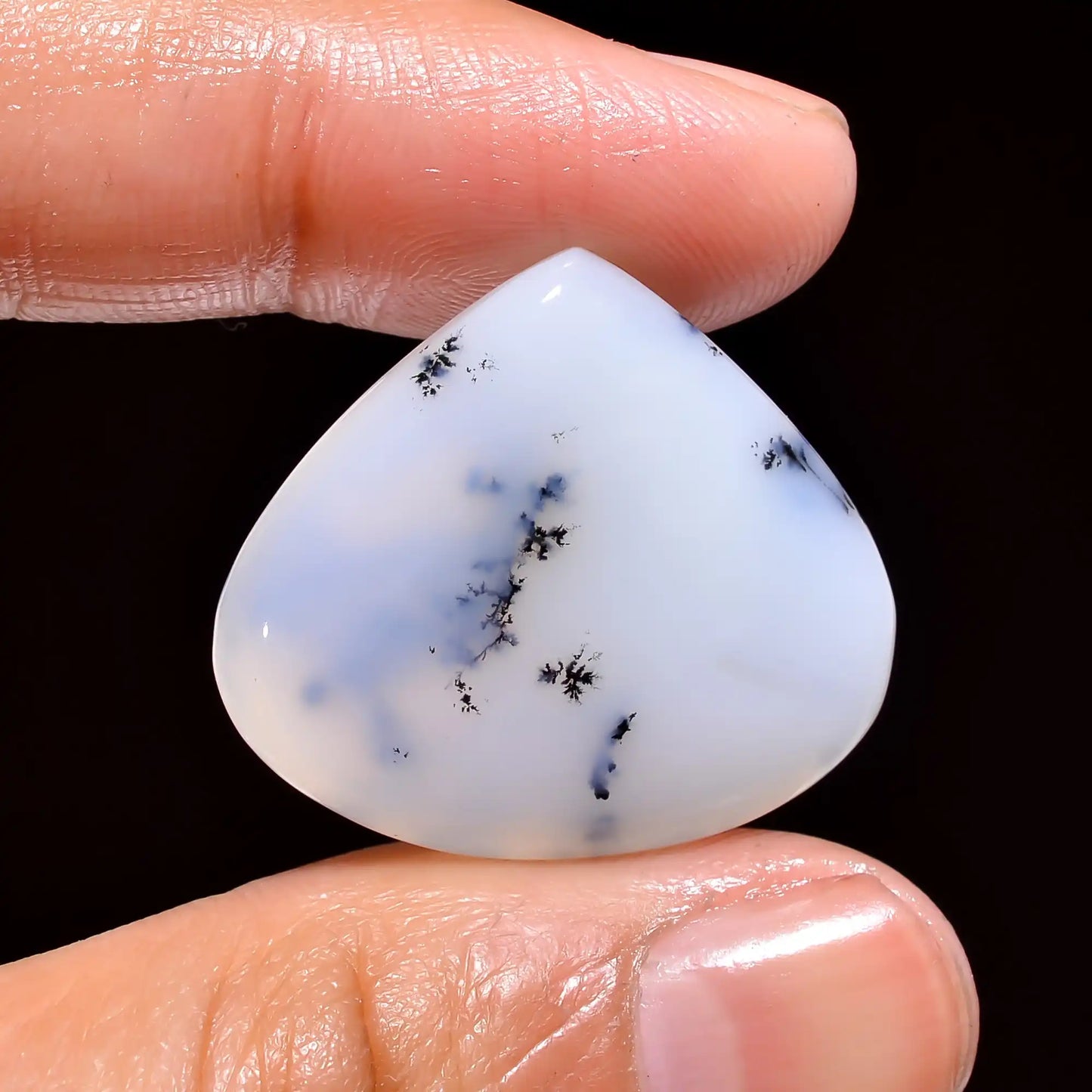 Gorgeous Top Grade Quality 100% Natural Dendrite Opal Heart Shape Cabochon Loose Gemstone For Making Jewelry 23.5 Ct. 24X27X5 mm V-363