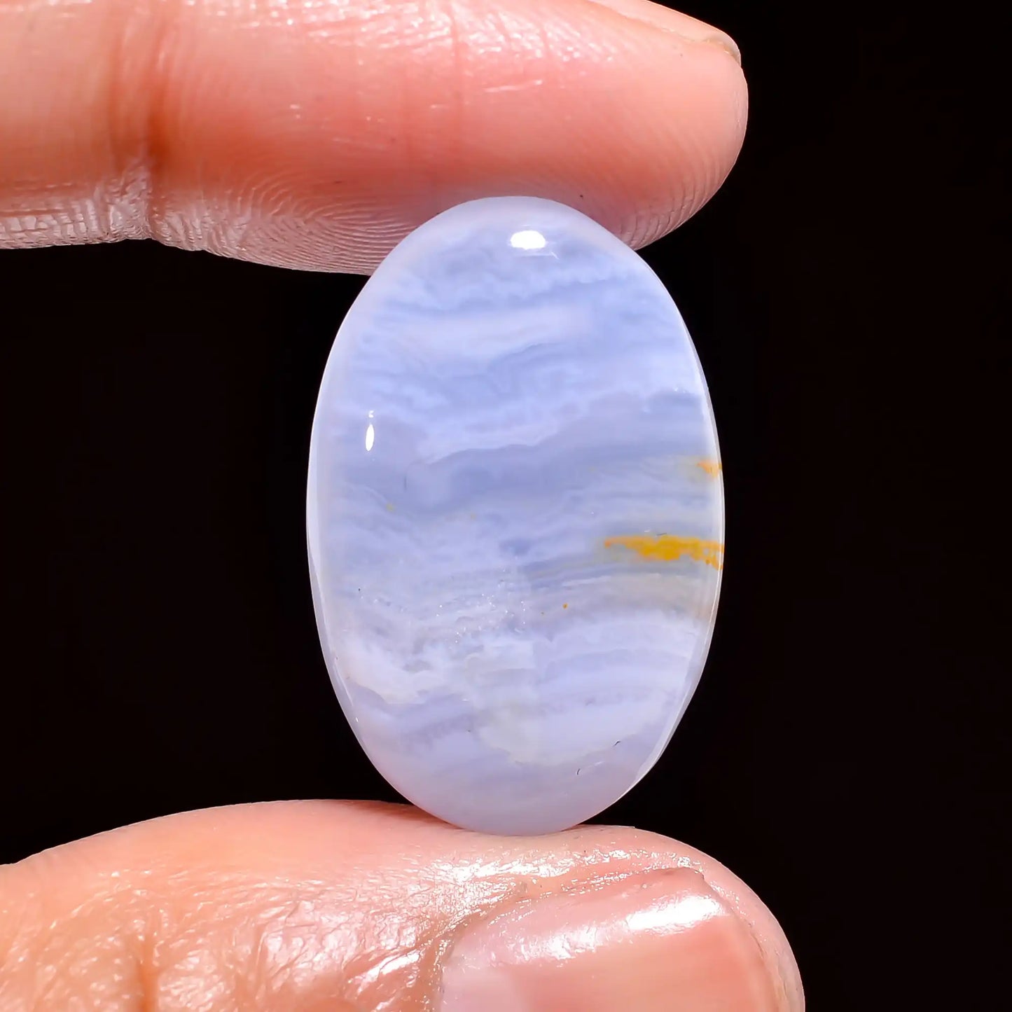 Supreme Top Grade Quality 100% Natural Blue Lace Agate Oval Shape Cabochon Loose Gemstone For Making Jewelry 17 Ct. 24X15X6 mm V-397