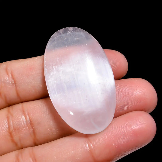 Unique Top Grade Quality 100% Natural Selenite Oval Shape Cabochon Loose Gemstone For Making Jewelry 56 Ct. 39X23X9 mm V-400