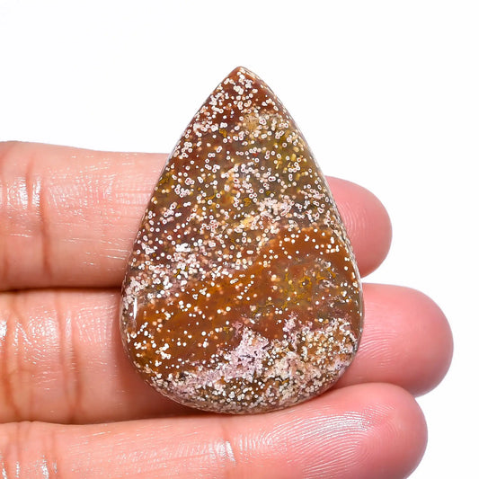 Beautiful Top Grade Quality 100% Natural Ocean Jasper Pear Shape Cabochon Loose Gemstone For Making Jewelry 42.5 Ct. 39X28X6 mm V-4