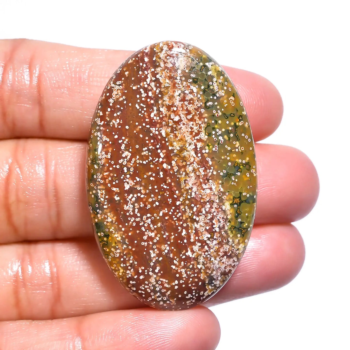 Classic Top Grade Quality 100% Natural Ocean Jasper Oval Shape Cabochon Loose Gemstone For Making Jewelry 63 Ct. 44X27X7 mm V-5