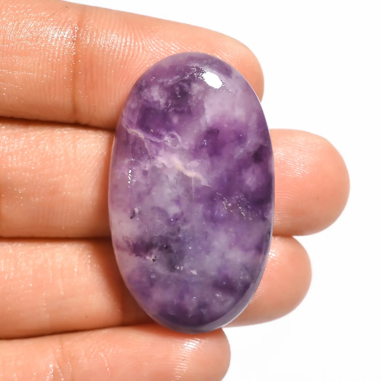 Supreme Top Grade Quality 100% Natural Purple Lepidolite Oval Shape Cabochon Loose Gemstone For Making Jewelry 44.5 Ct. 36X21X7 mm V-519