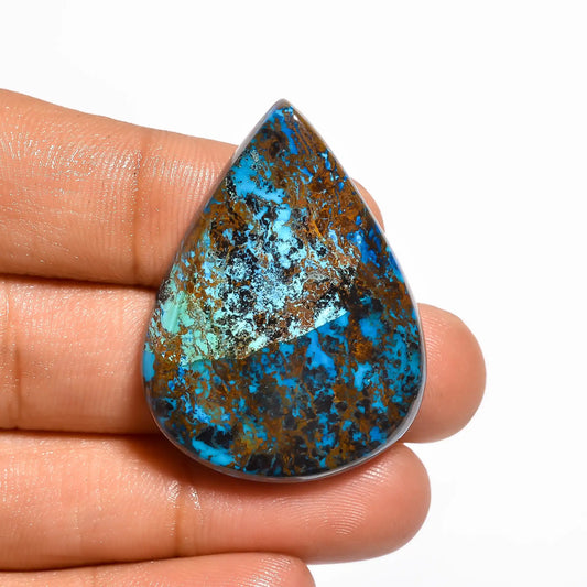 Supreme Top Grade Quality 100% Natural Shattuckite Pear Shape Cabochon Loose Gemstone For Making Jewelry 55 Ct. 37X28X6 mm V-569