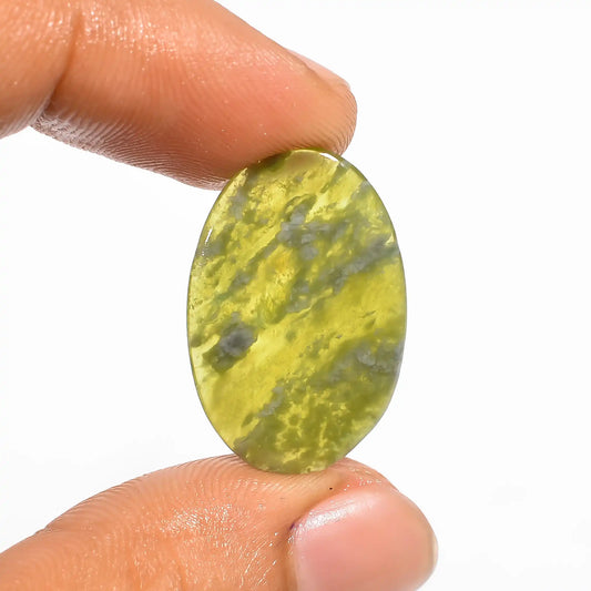 Superb Top Grade Quality 100% Natural Vesuvianite Oval Shape Cabochon Loose Gemstone For Making Jewelry 9.5 Ct. 25X16X2 mm V-592