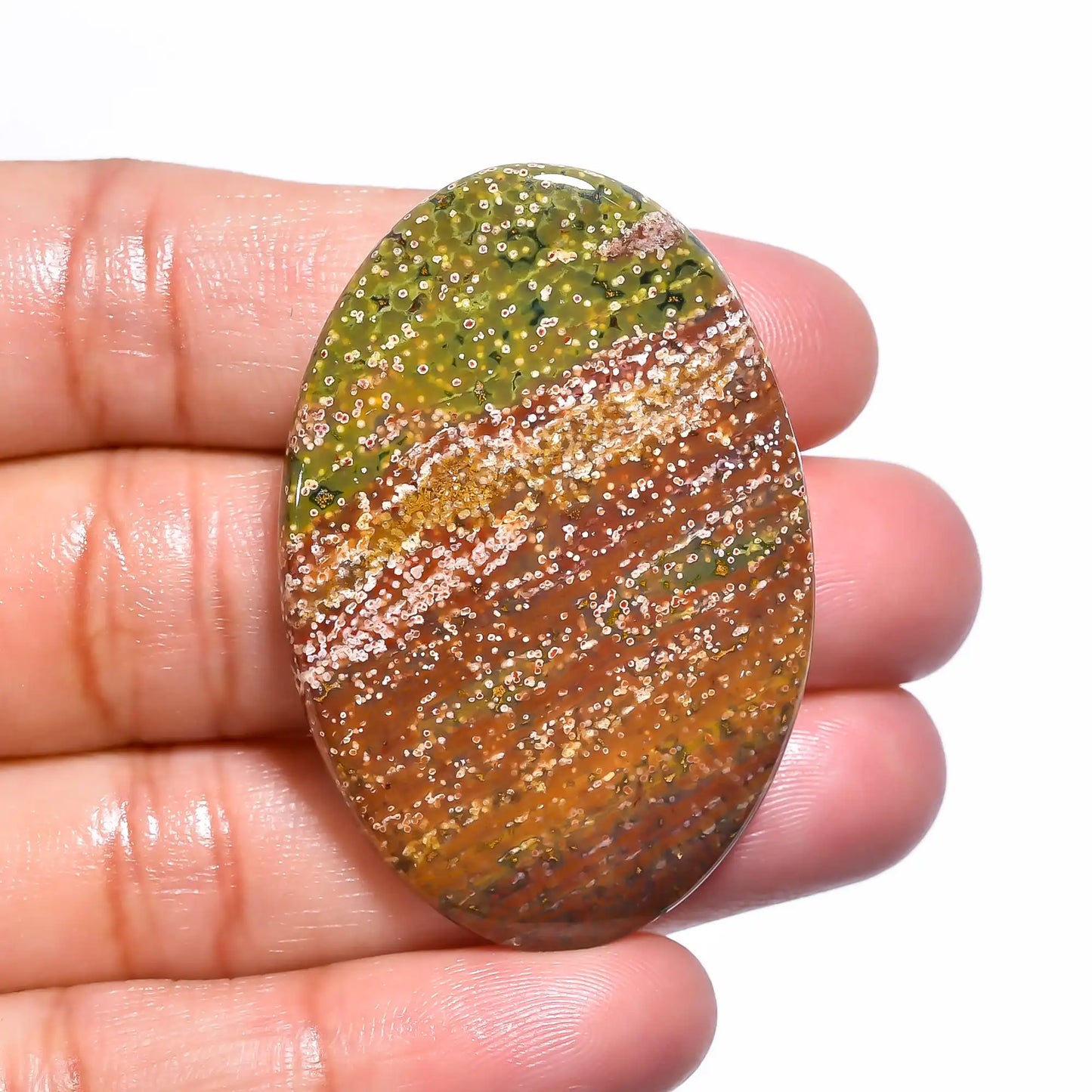 Dazzling Top Grade Quality 100% Natural Ocean Jasper Oval Shape Cabochon Loose Gemstone For Making Jewelry 49 Ct. 44X30X5 mm V-6