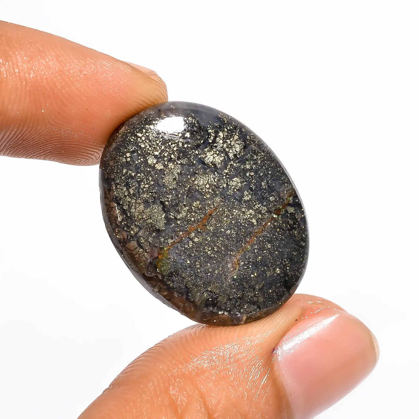 Gorgeous Top Grade Quality 100% Natural Marcasite Agate Oval Shape Cabochon Loose Gemstone For Making Jewelry 27 Ct. 27X21X5 mm V-635