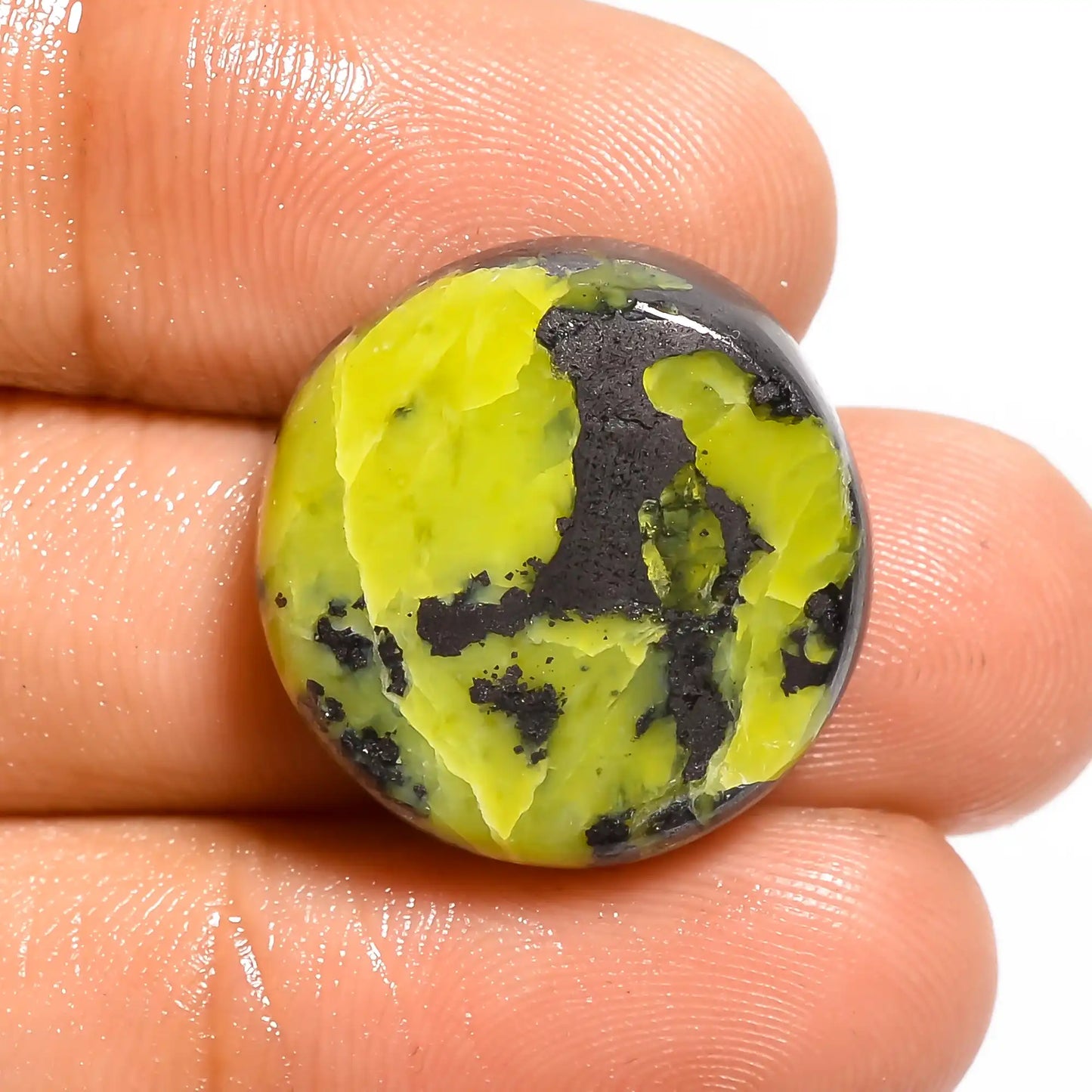 Tempting Top Grade Quality 100% Natural Lizardite Round Shape Cabochon Loose Gemstone For Making Jewelry 25.5 Ct. 20X20X6 mm V-670