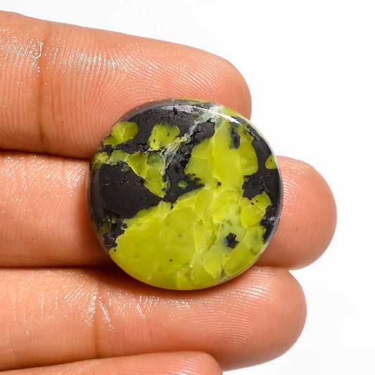 Awesome Top Grade Quality 100% Natural Lizardite Round Shape Cabochon Loose Gemstone For Making Jewelry 28 Ct. 22X22X5 mm V-676