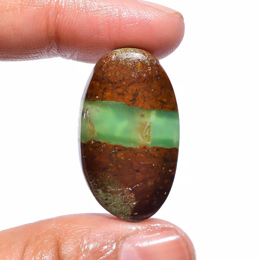 Superb Top Grade Quality 100% Natural Bio Chrysoprase Oval Shape Cabochon Loose Gemstone For Making Jewelry 25.5 Ct. 31X18X6 mm V-94